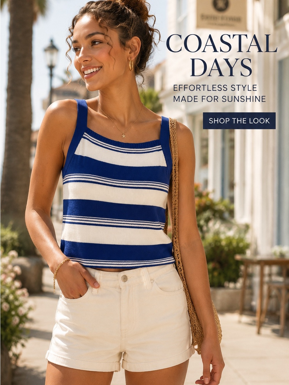 8 Birdies Stripe Knit Tank Top - Blue & White NWT